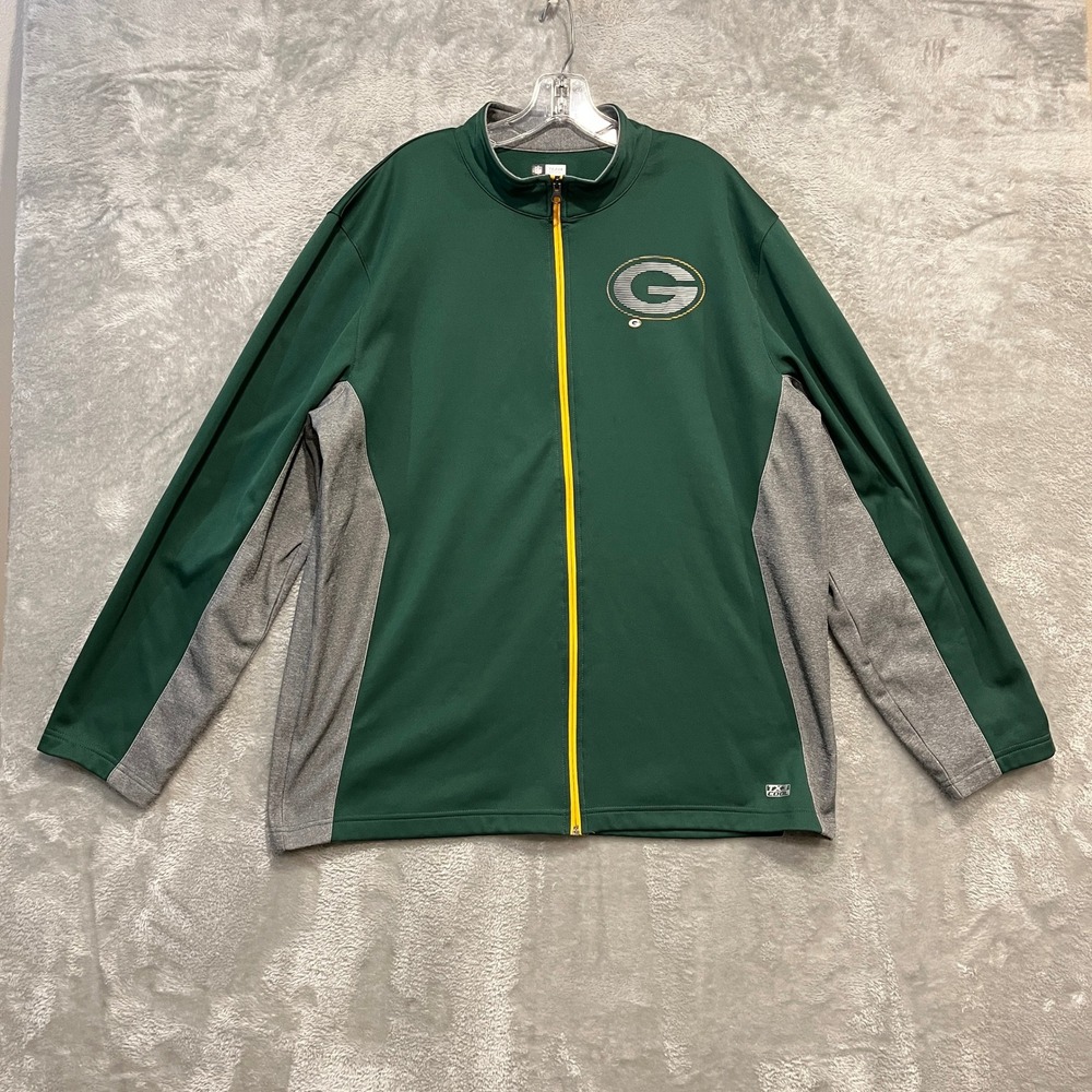 NFL Team Apparel Green Bay Packers Jacket Mens XL Green Full Zip TX3 Cool Logo